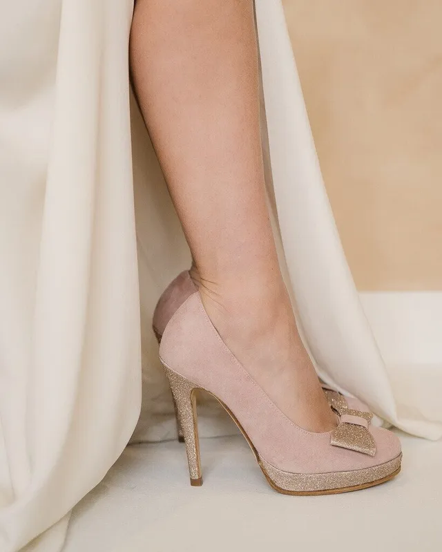 Dessine Moi Un Soulier escarpin plateforme velours rose ballerine