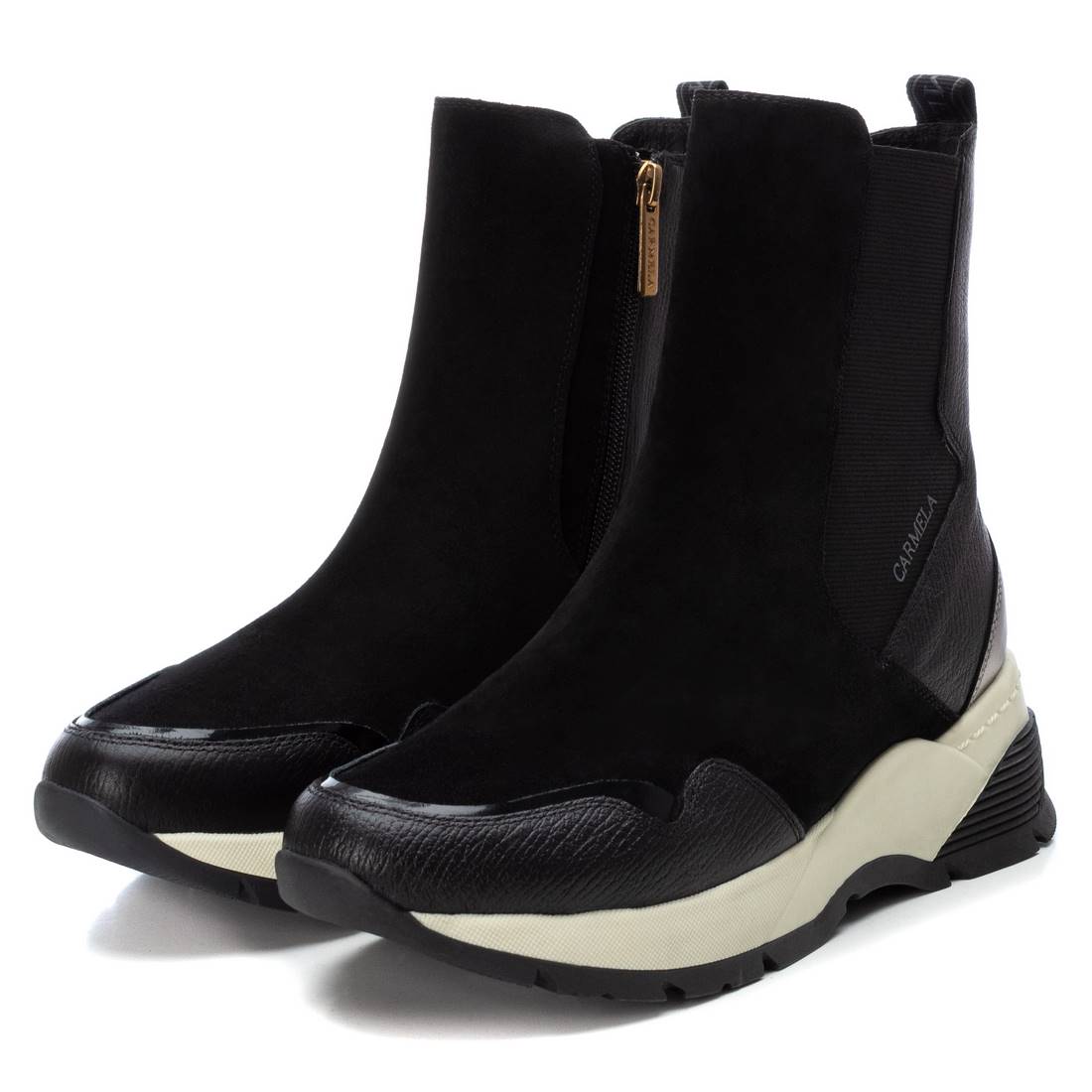 Carmela 16117001 basket montante femme noir cuir suédé