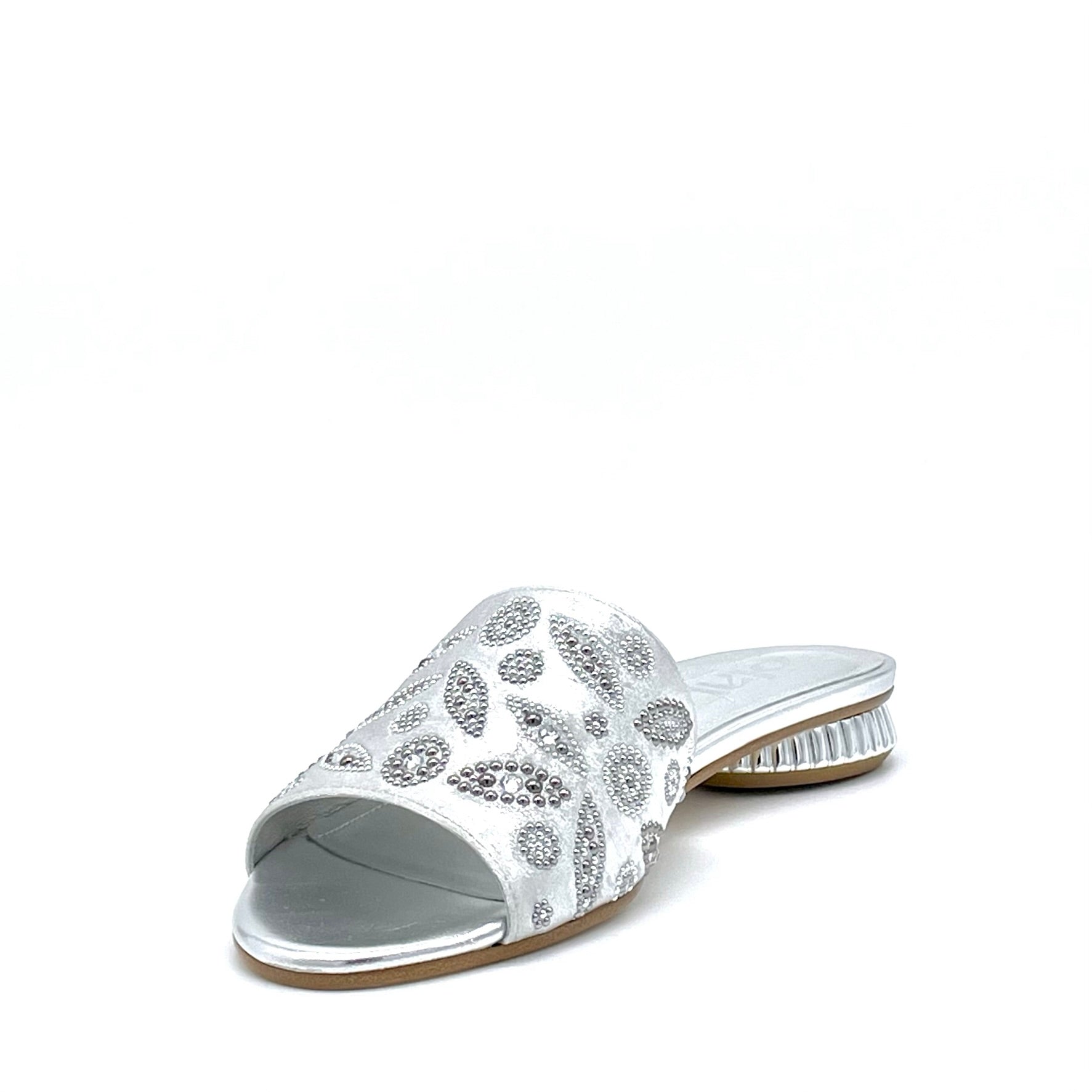 ELATA 15180-3 mules satin argent strass talon 1 cm