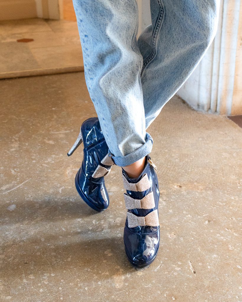 Dessine Moi Un Soulier bottine plateforme vernis bleu 38