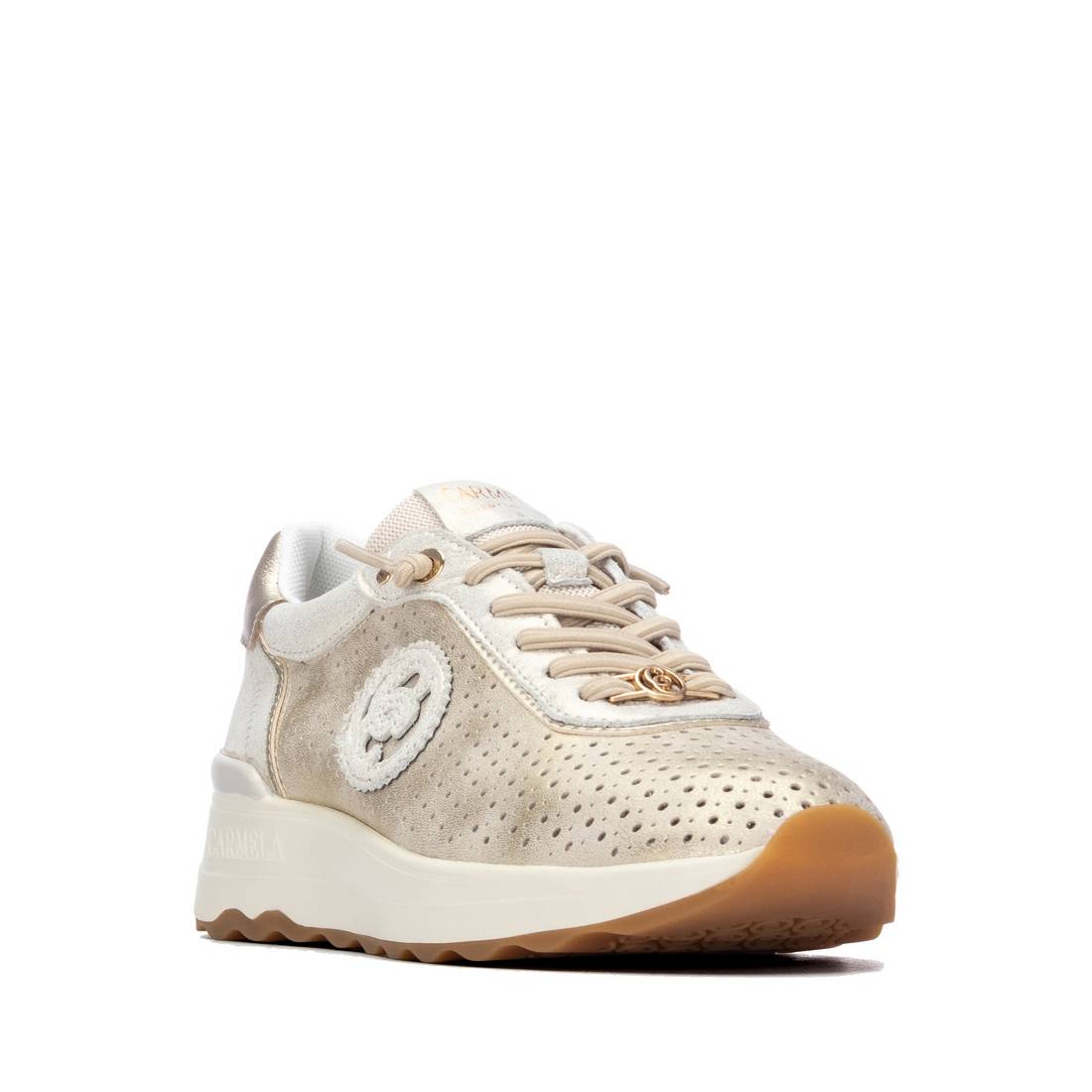 Carmela 16324503 baskets femme doré compensées lacets