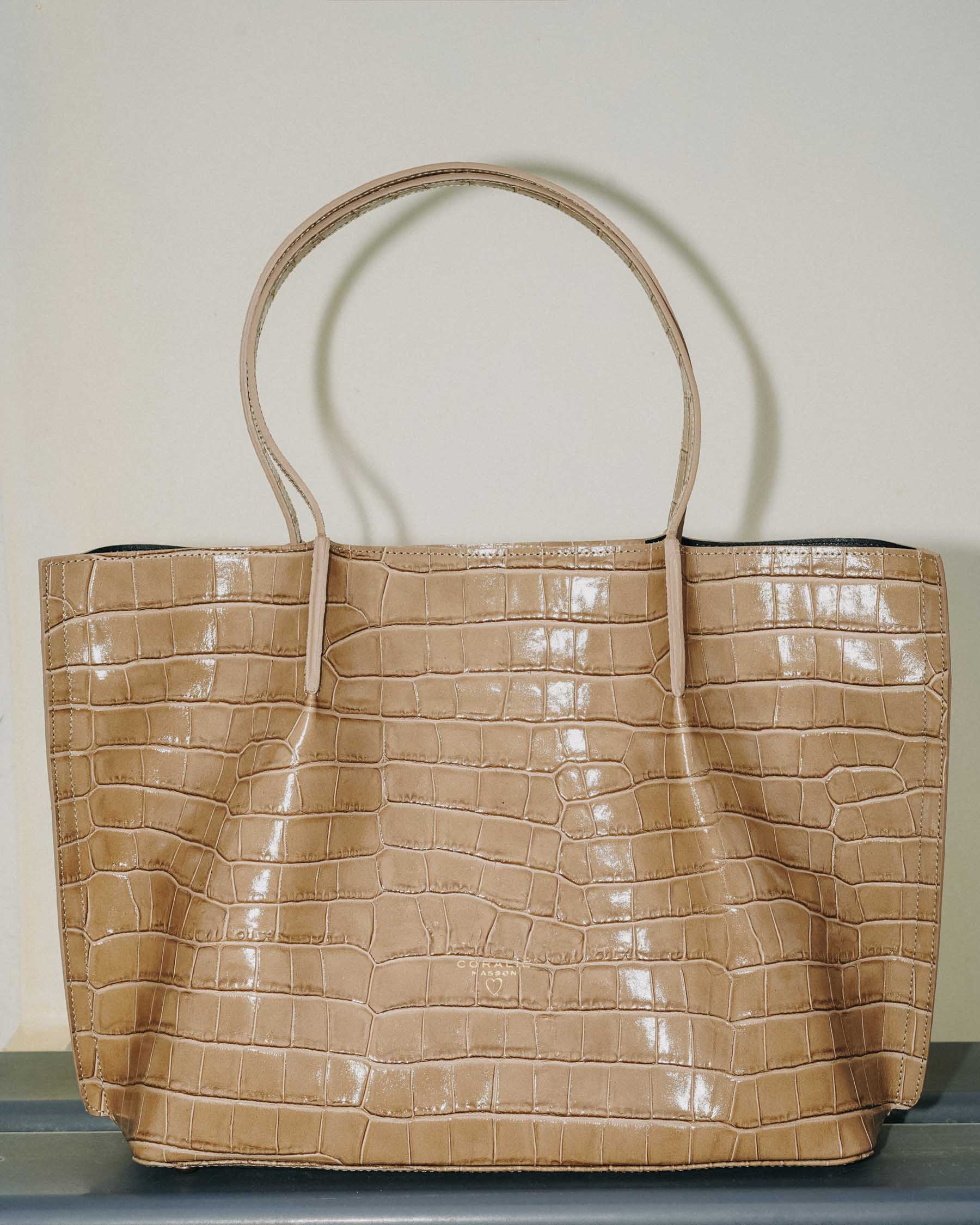 Coralie Masson Malcolm sac cabas cuir beige croco