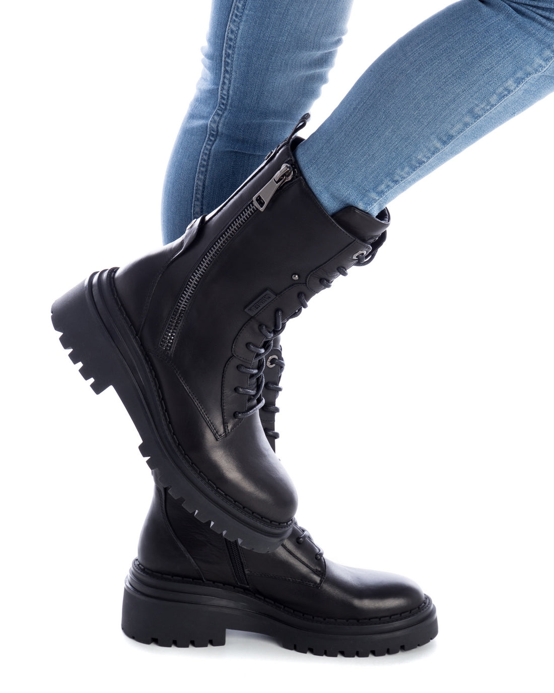 Carmela 16018901 bottines femme cuir noir militaire