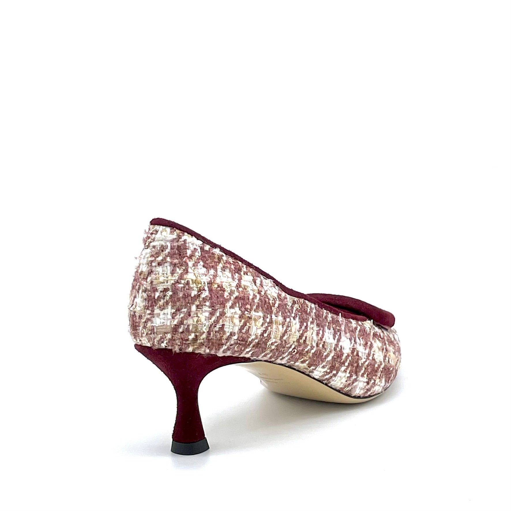 Elata 55506 escarpins tweed bordeaux boucle daim