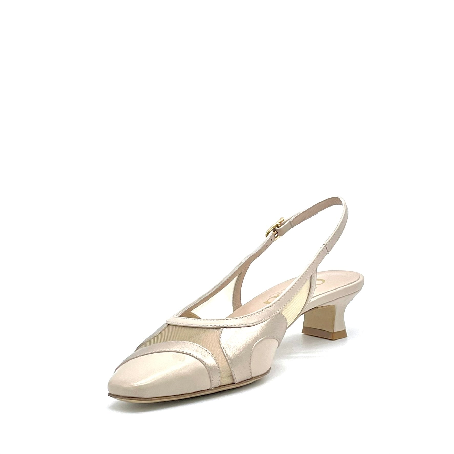 Elata 16163 slingback sable champagne maille talon 3,5 cm