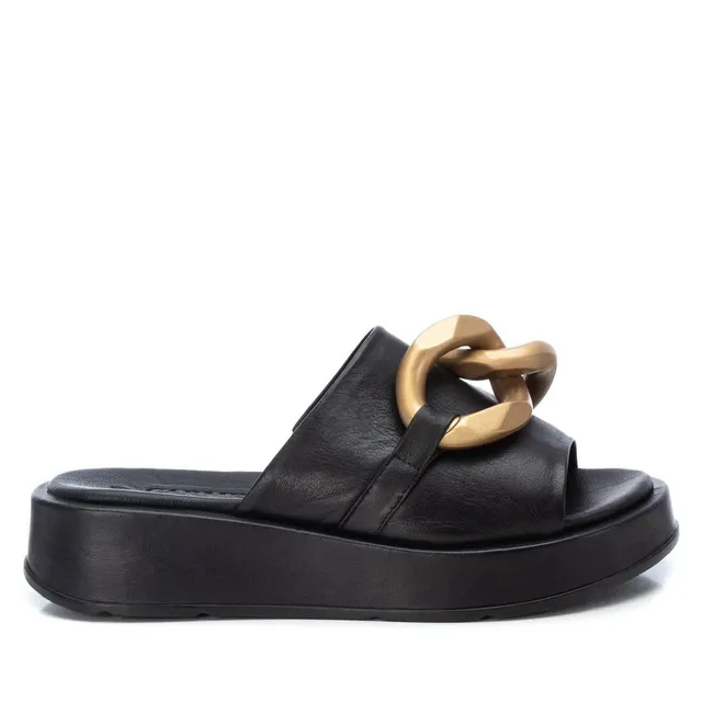 Carmela 16077403 sandale femme cuir noir chaîne 4cm