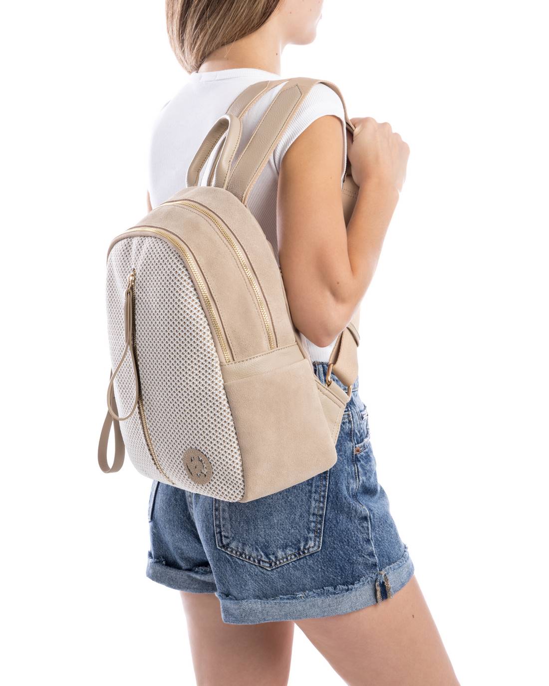 Carmela 18615101 sac à dos cuir beige 31 cm