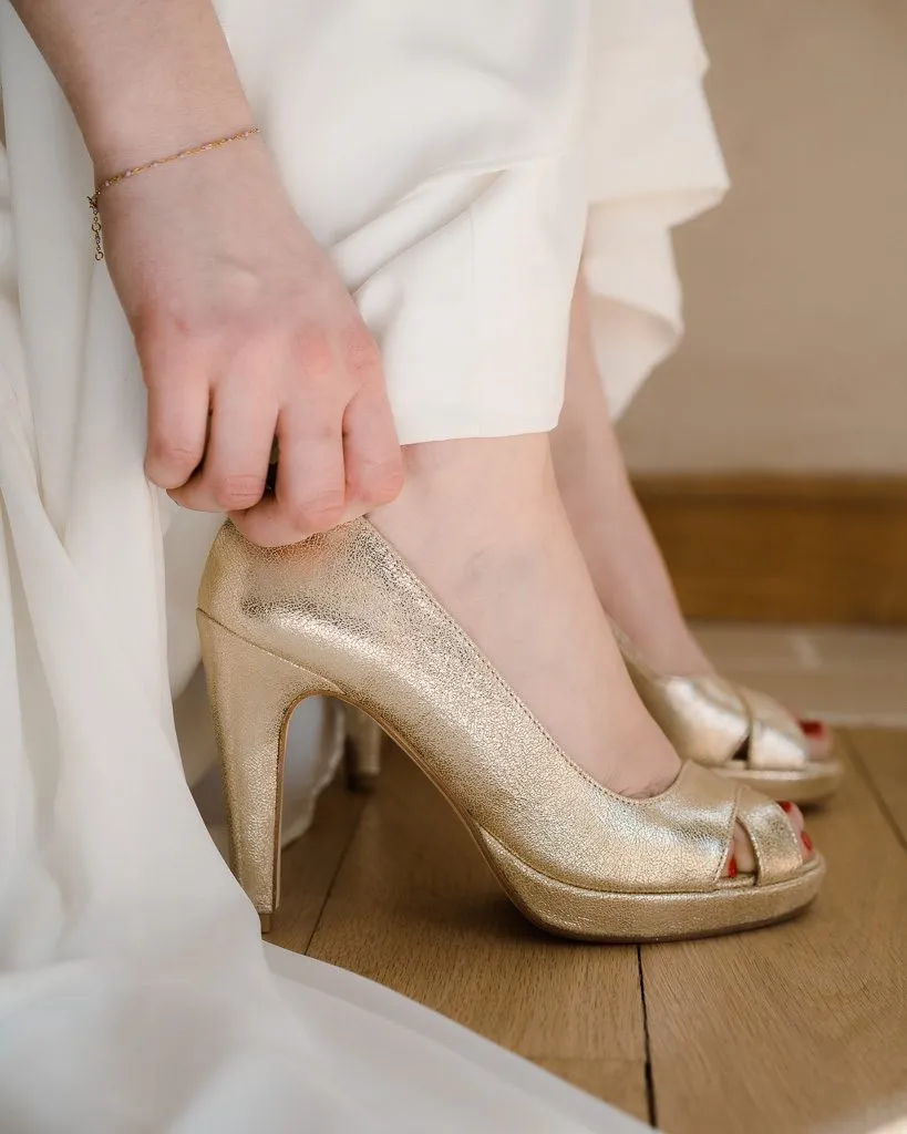 Dessine Moi Un Soulier escarpin plateforme champagne irisé taille grand