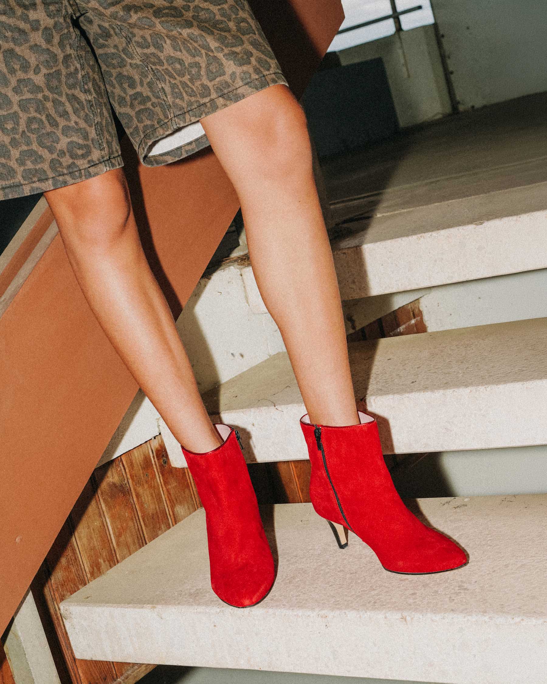 Coralie Masson Monica bottines cuir rouge talon 5 cm