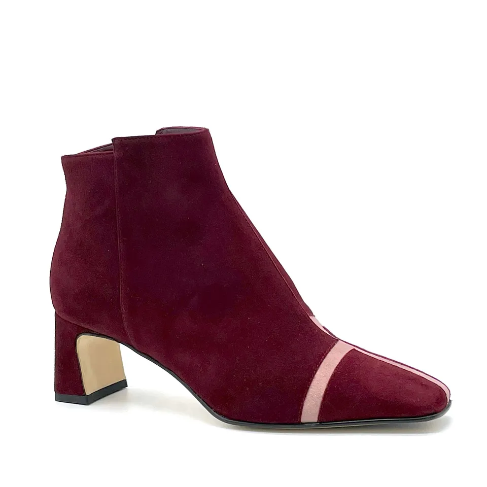 Elata 53548 bottine suède bordeaux rose talon 5,5 cm