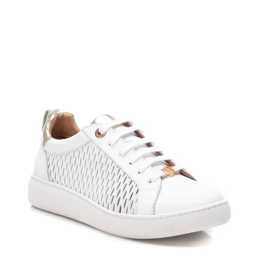 Carmela 16079706 baskets cuir blanc talon métallisé