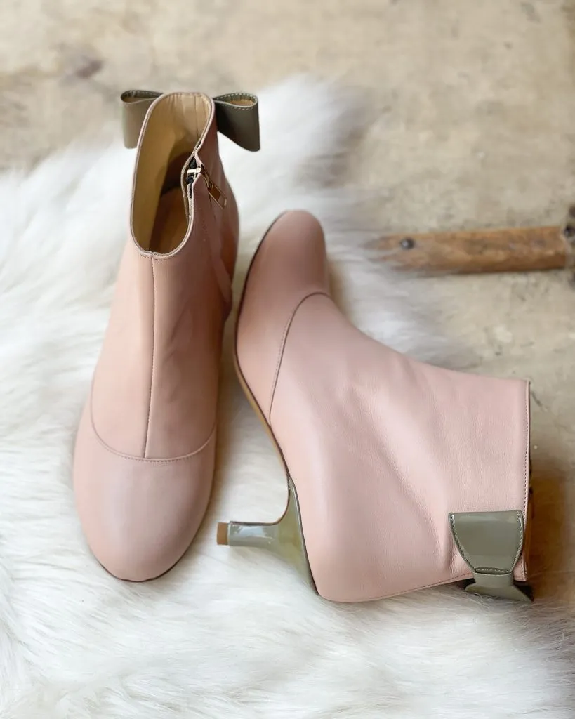 Dessine Moi Un Soulier bottine cuir beige rosé vernis gris 36,5 talon