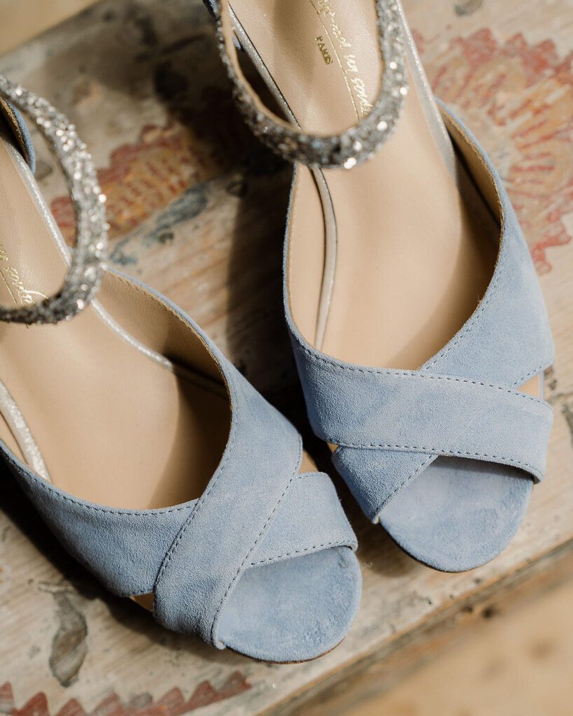 Dessine Moi Un Soulier Salomé ouverte baby blue glitter argent