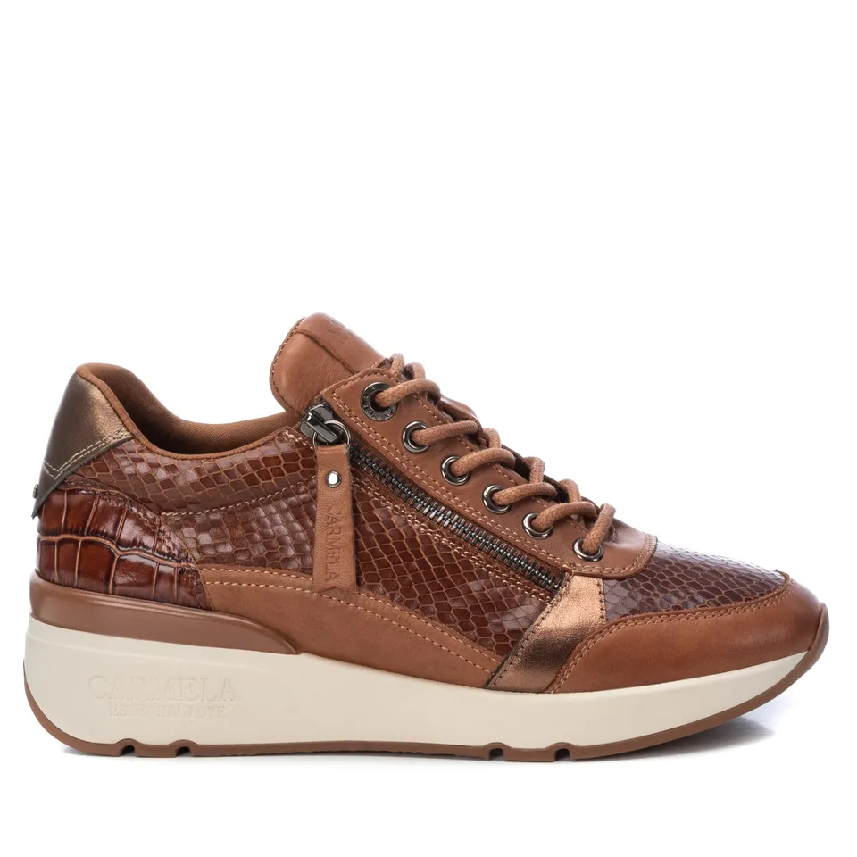 Carmela 16018202 basket cuir marron femme lacet