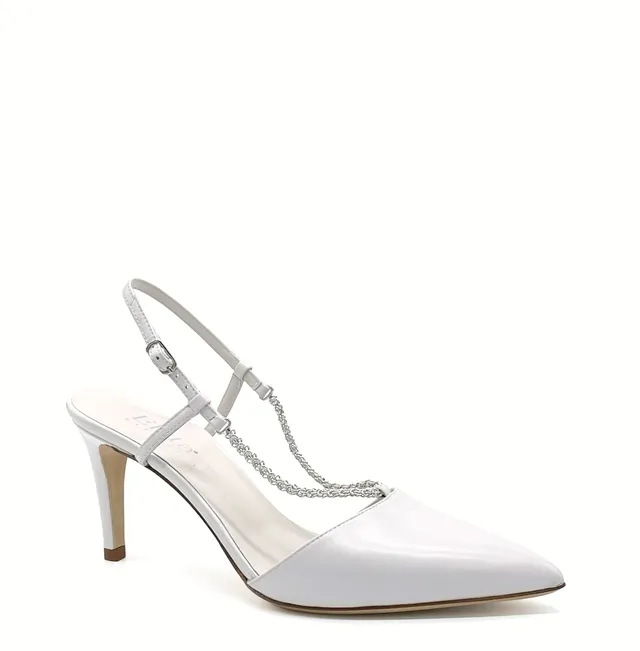 ELATA S2204 slingbacks cuir panna chaîne argent talon 7,5 cm