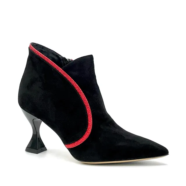 ELATA 53551_1 bottines daim noir glitter talon 7,5 cm