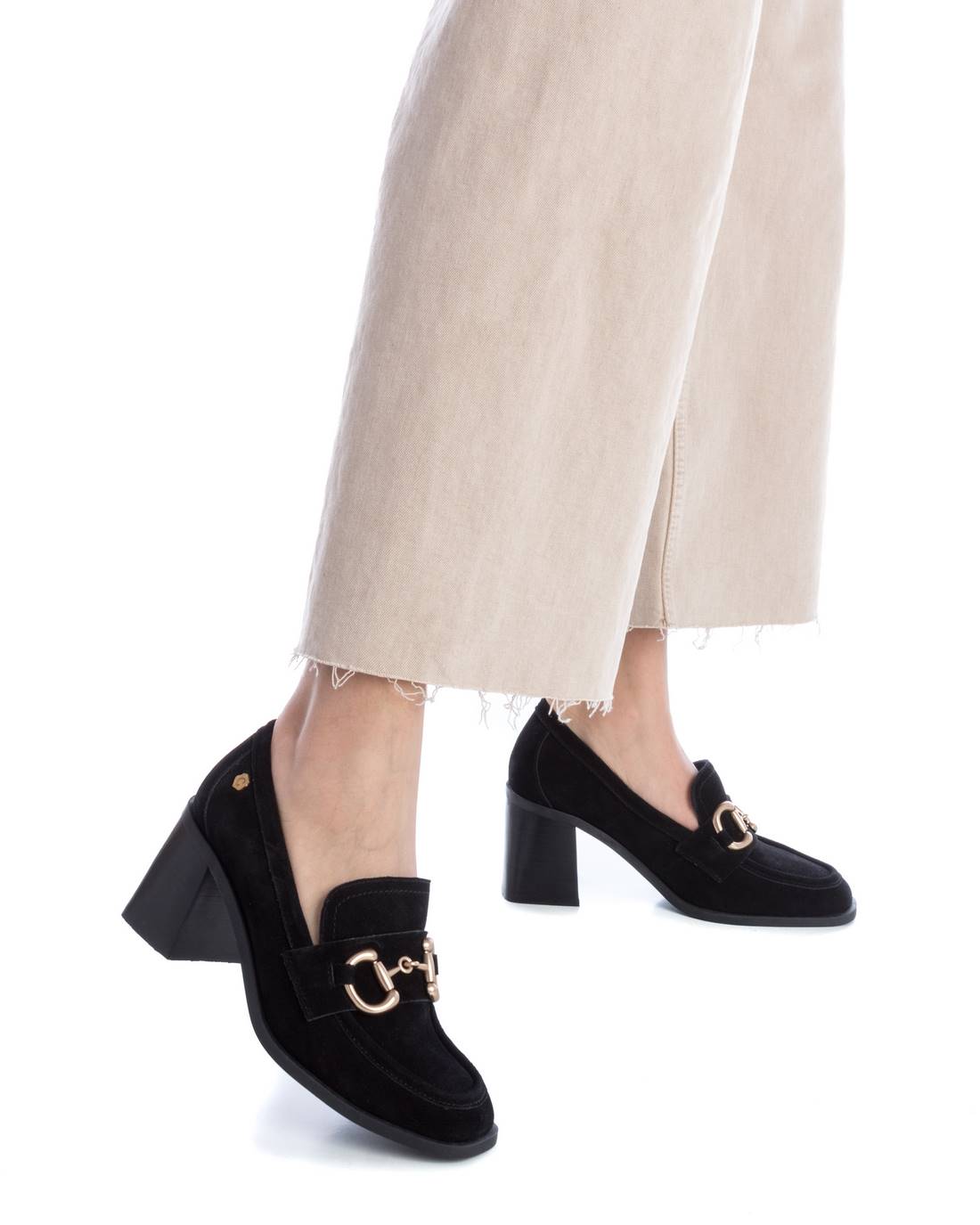Carmela 16113804 mocassin femme cuir noir talon 7 cm