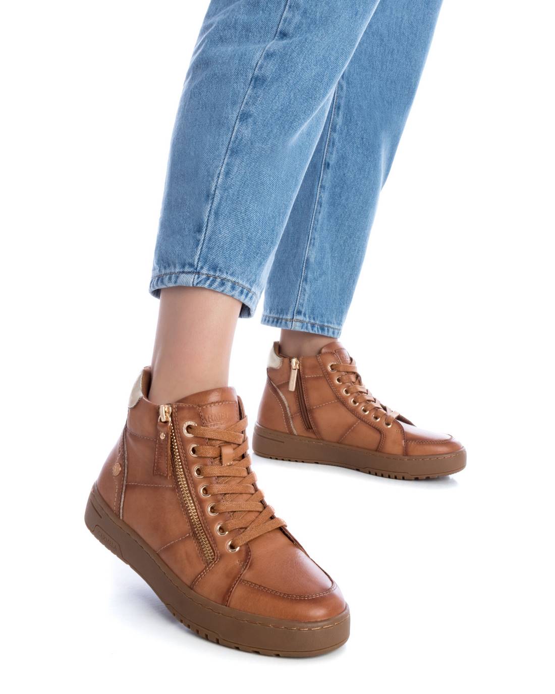 Carmela 16107601 baskets montantes femme marron cuir zip