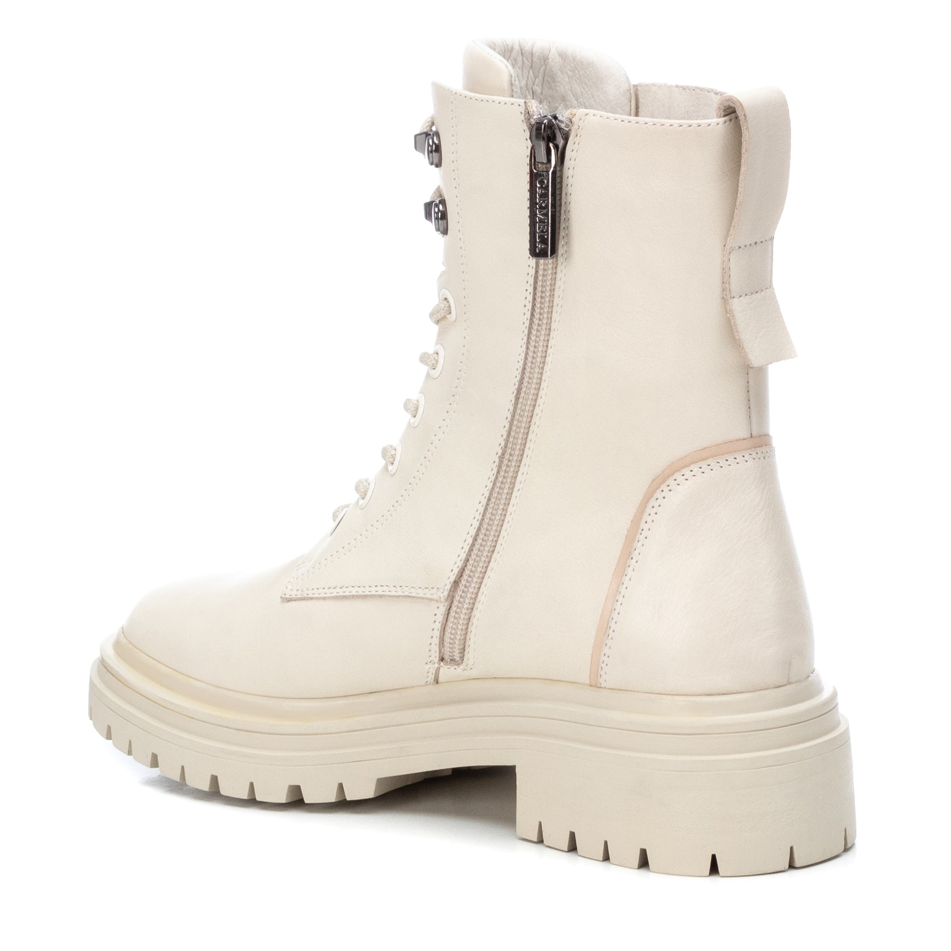 Carmela 16019602 bottine cuir blanc militaire zip