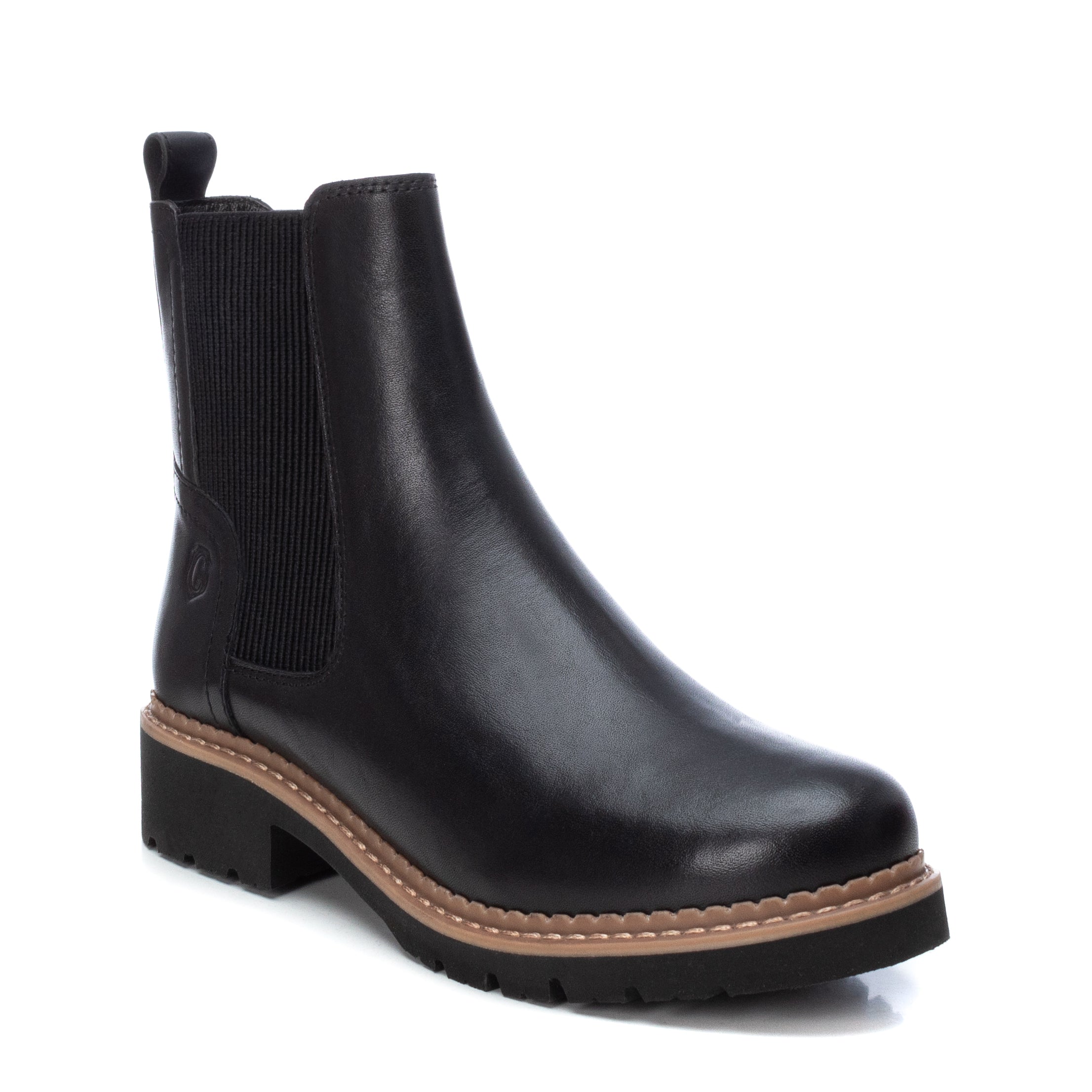 Carmela 16004602 bottine chelsea noire cuir plat