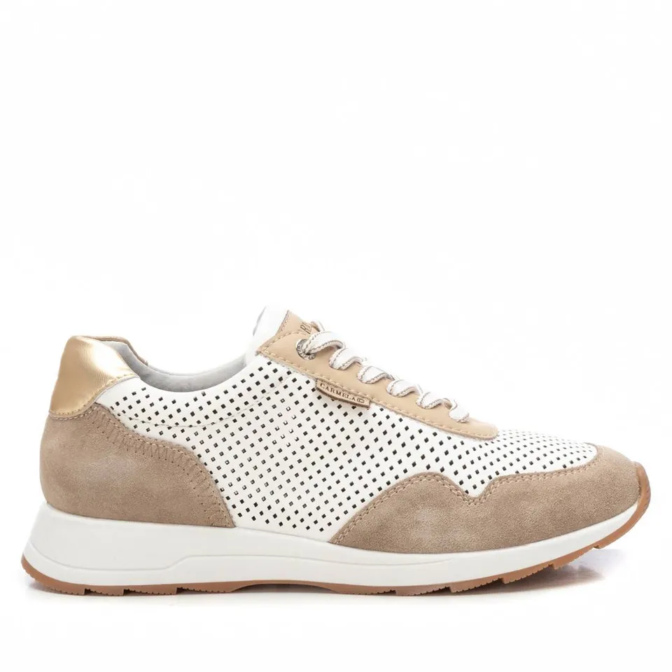 Carmela 16215102 sneaker cuir beige lacet