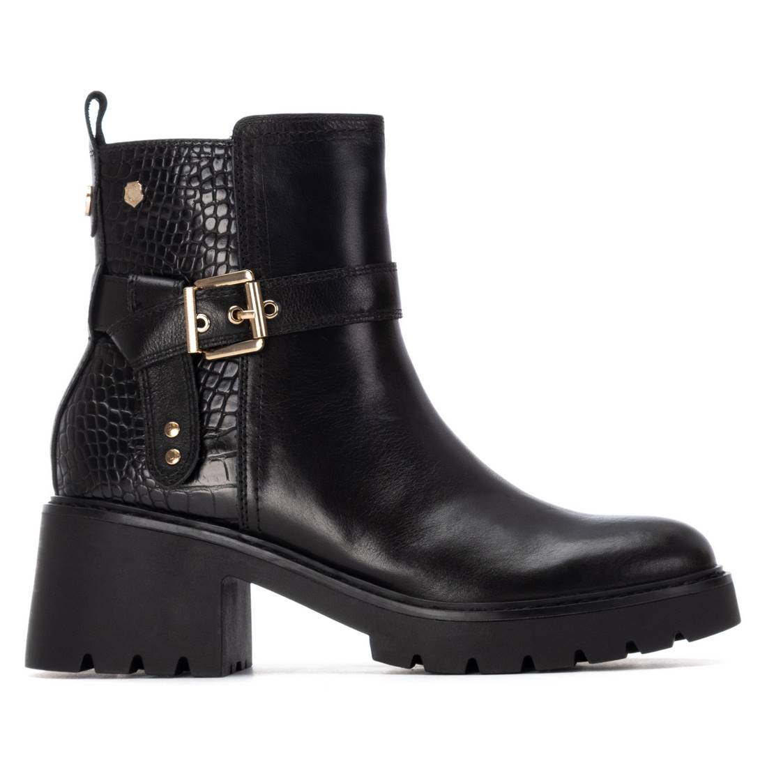 Carmela 16256502 bottines cuir noir croco
