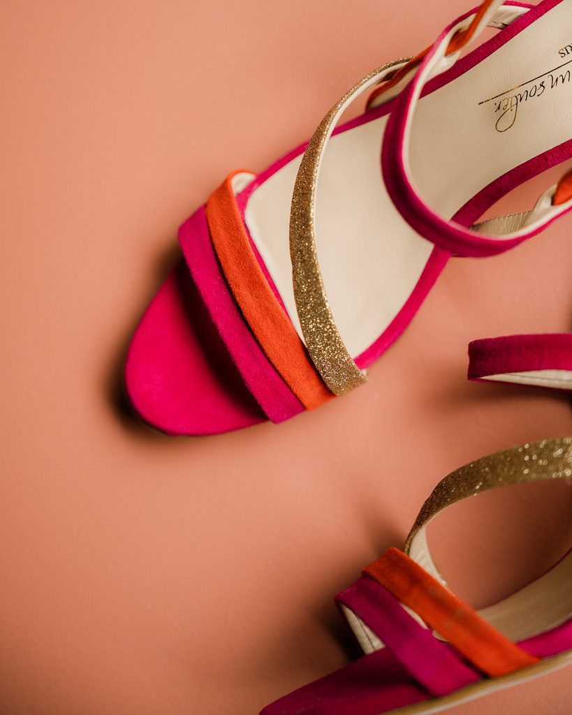 Dessine Moi Un Soulier Emma sandales velours rose fluo