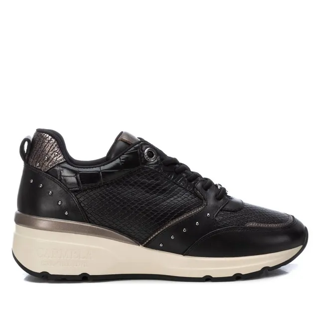 Carmela 16182401 basket femme noir cuir semelle amovible