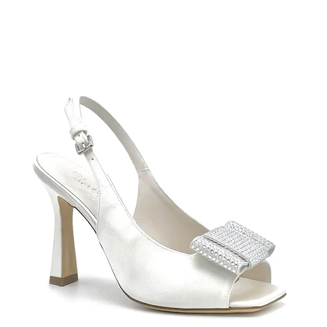 Elata S2306 sandales mariée soie blanche strass