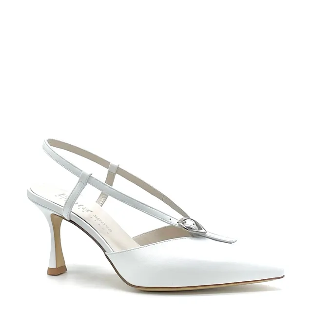 Elata S2637 slingback cuir blanc mariée