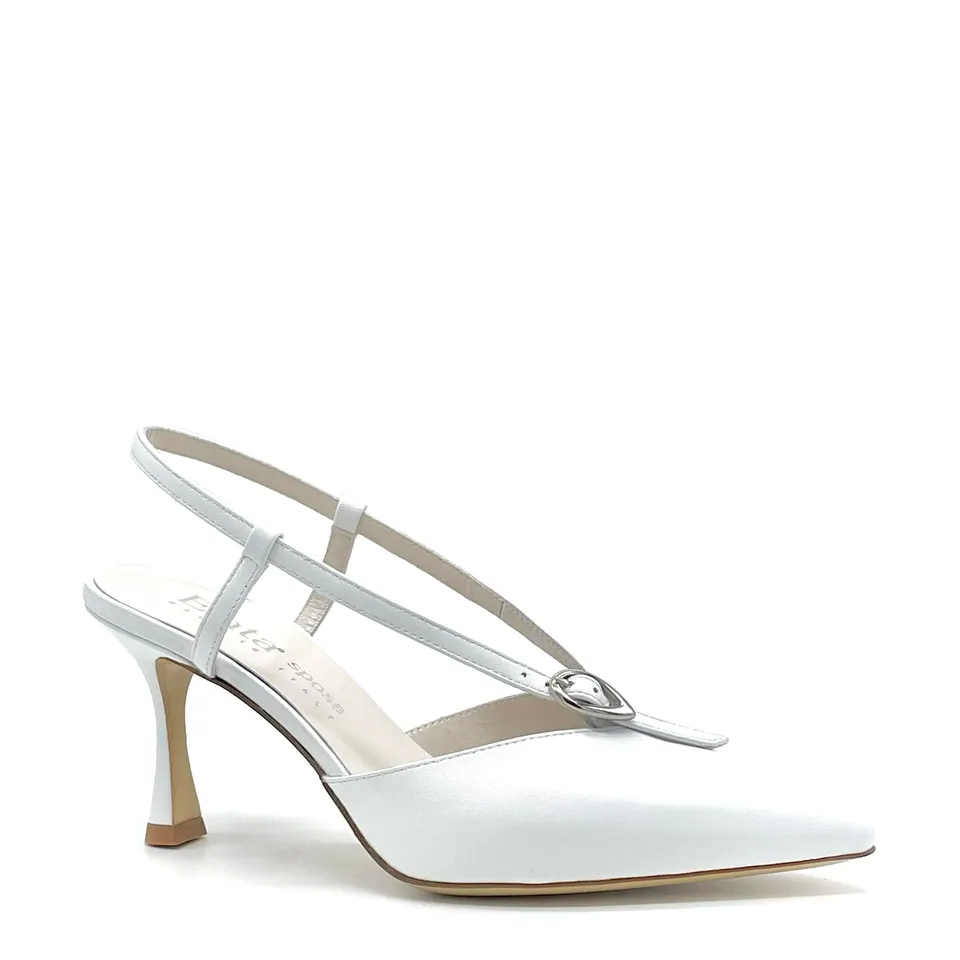 Elata S2637 slingback cuir blanc mariée
