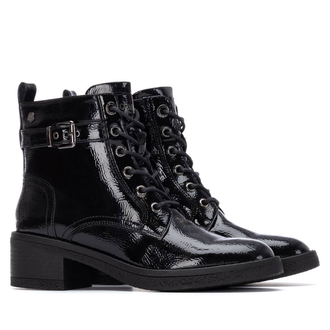 Carmela 16257701 bottine talon noir verni zip
