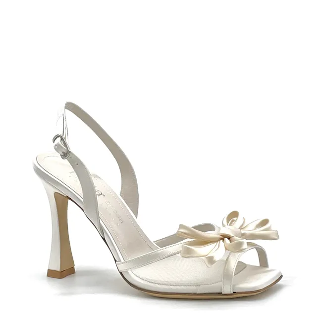 ELATA S2432 sandales mariée satin blanc nœud talon 9,5 cm
