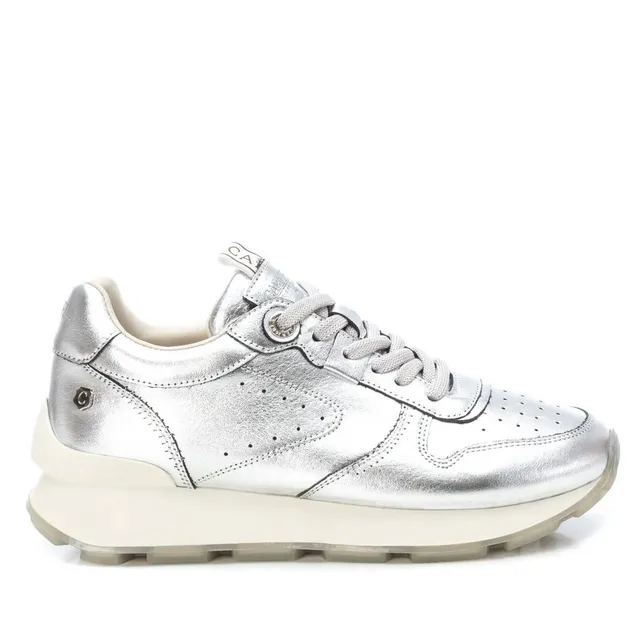 Carmela 16075302 basket femme cuir gris métalisé lacets