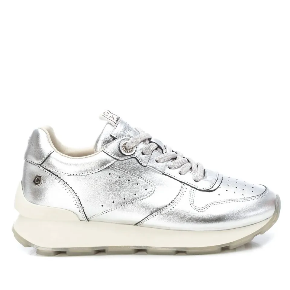 Carmela 16075302 basket femme cuir gris métalisé lacets