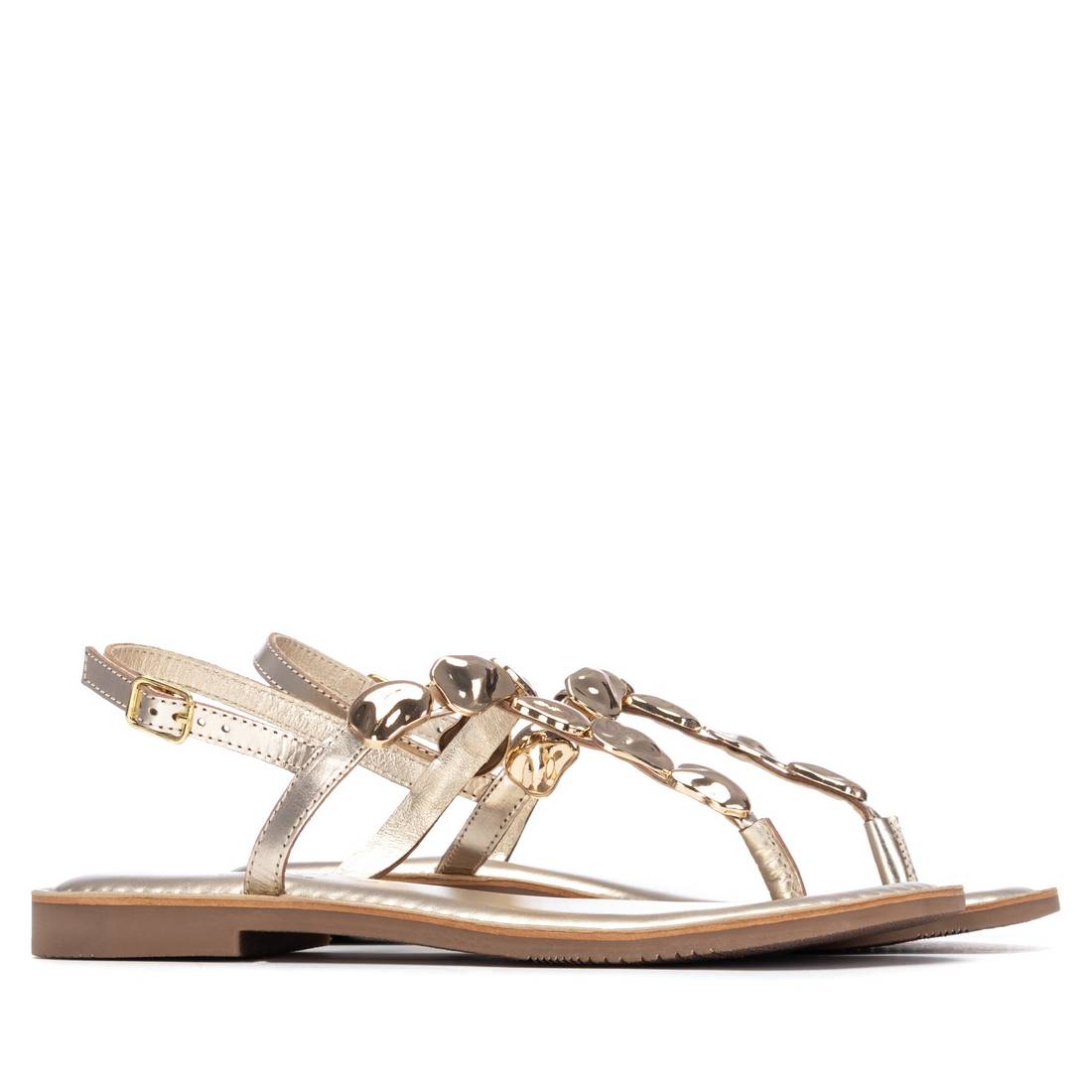 Carmela 16329305 sandale plate femme cuir doré