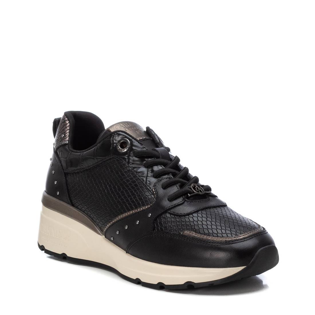 Carmela 16182401 basket femme noir cuir semelle amovible