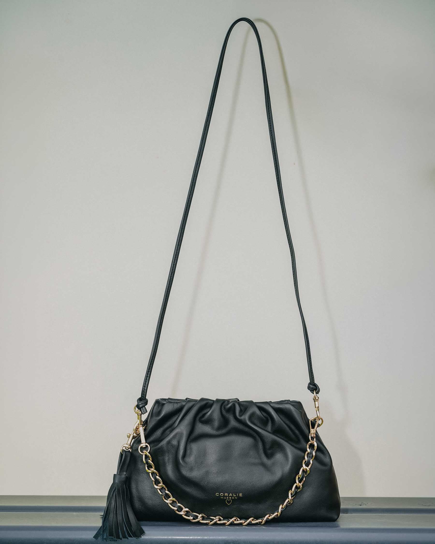 Coralie Masson Lois sac main cuir lisse noir souple