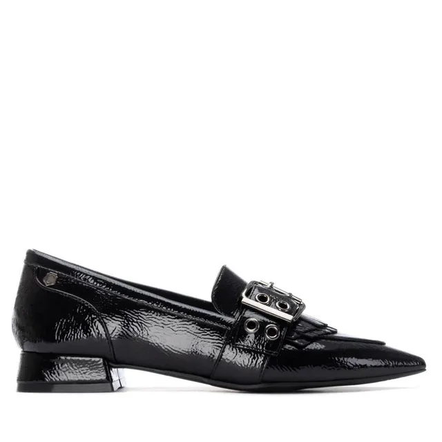 Carmela 16255801 mocassin femme noir verni talon bas