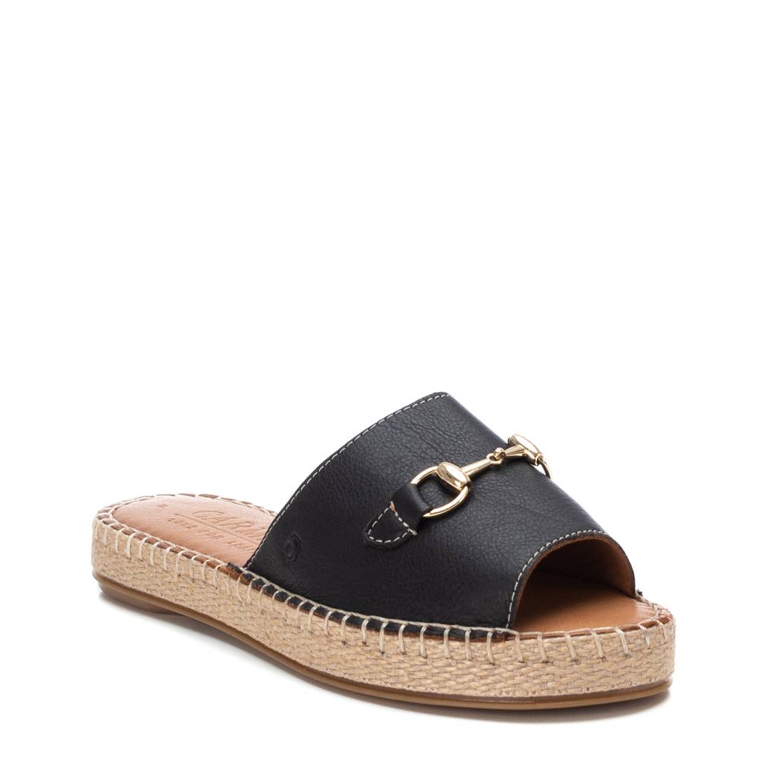 Carmela 16075503 sandale cuir noir talon plat