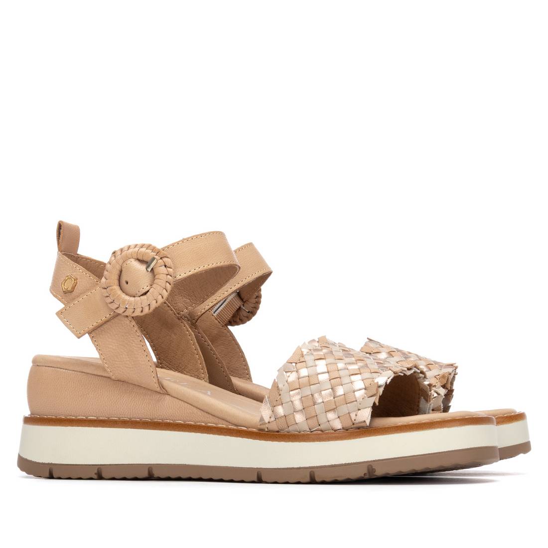 Carmela 16315505 sandale femme cuir beige tressé