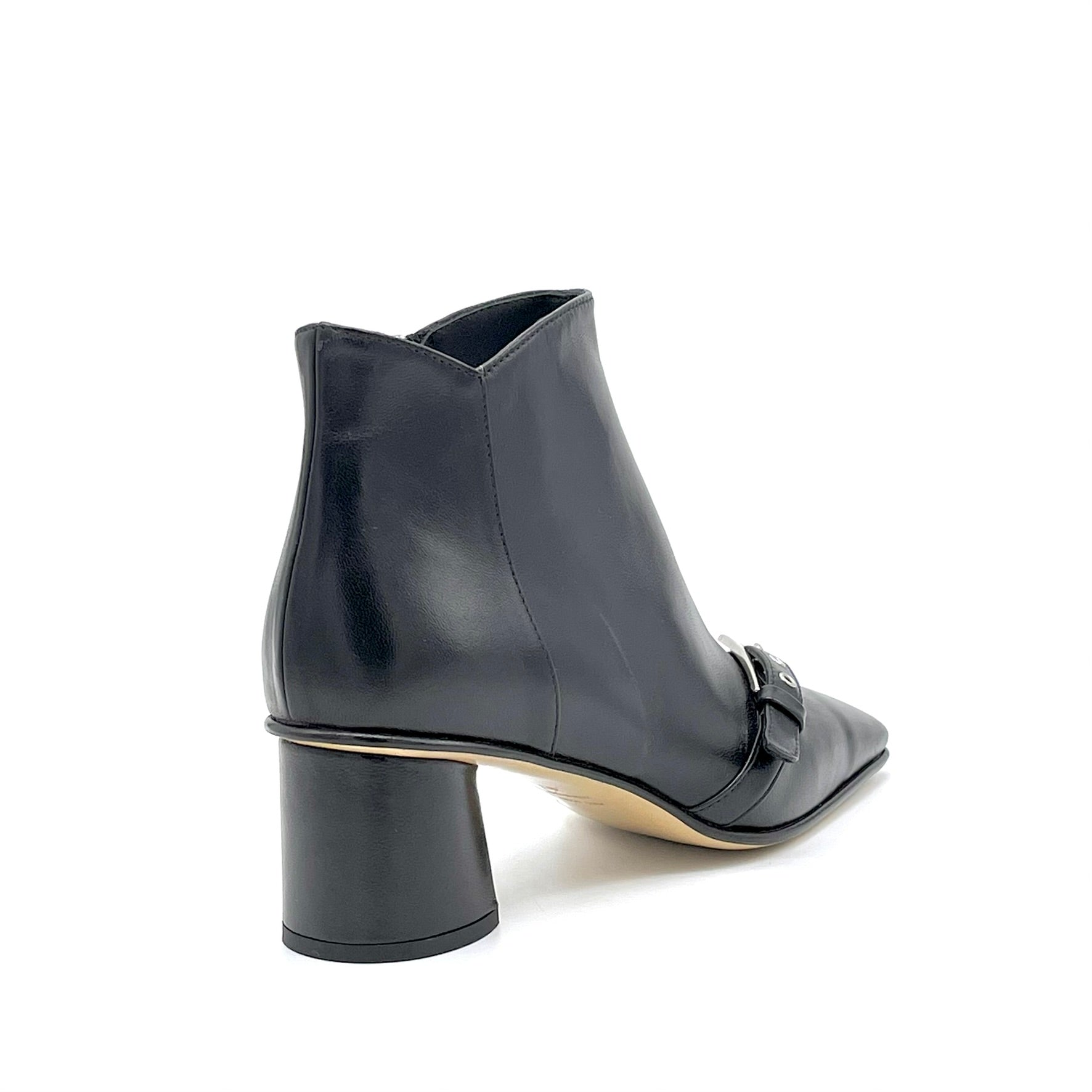ELATA 55539 bottine cuir noir boucle talon 5,5 cm