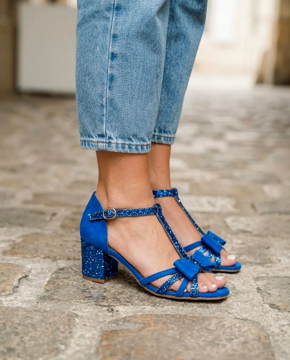 Dessine Moi Un Soulier Chloé sandale velours bleu électrique