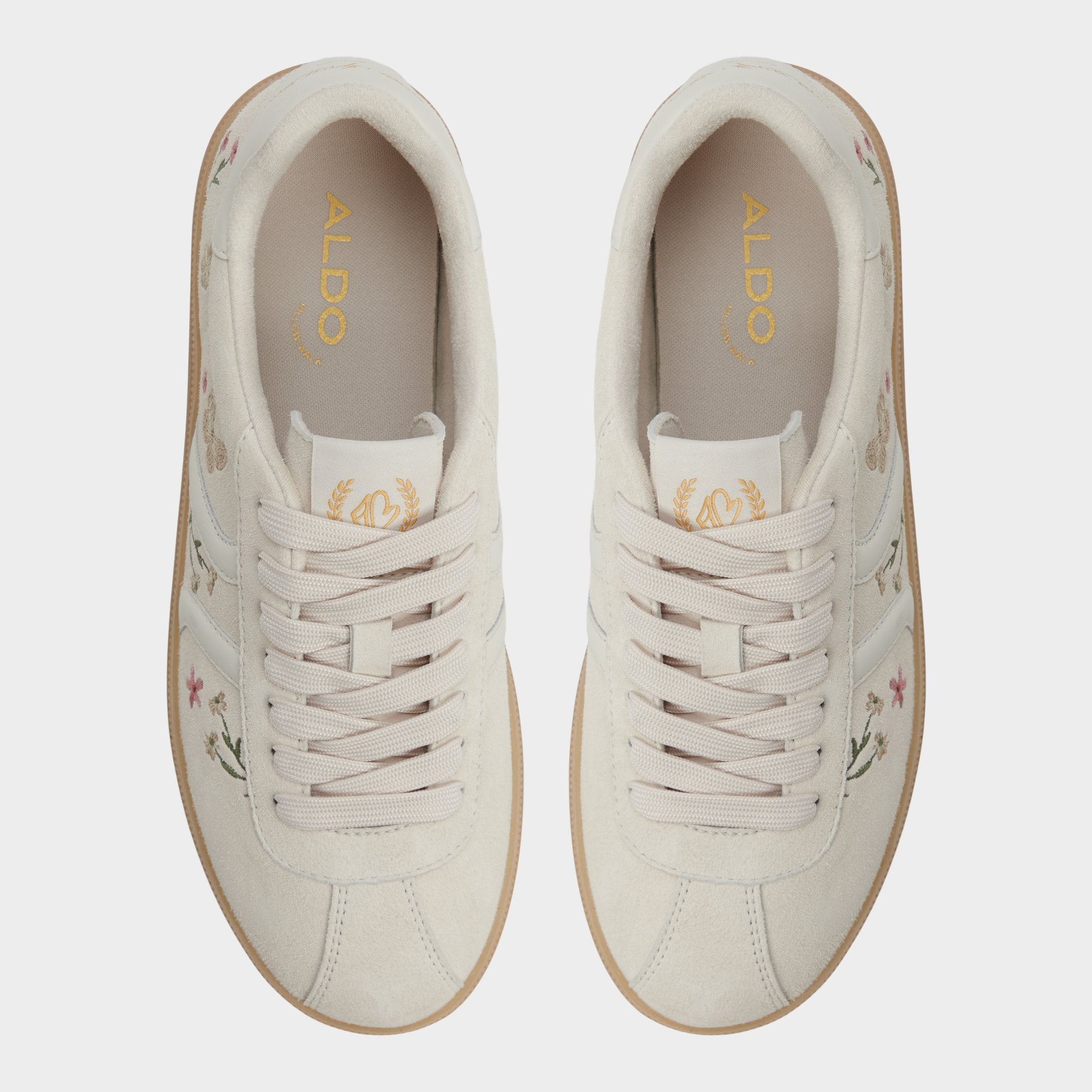 ALDO Chicsneaker baskets cuir brodé rose