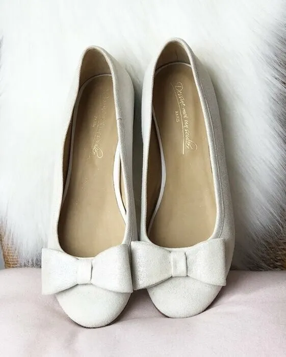 Dessine Moi Un Soulier ballerine velours blanc cassé 36,5