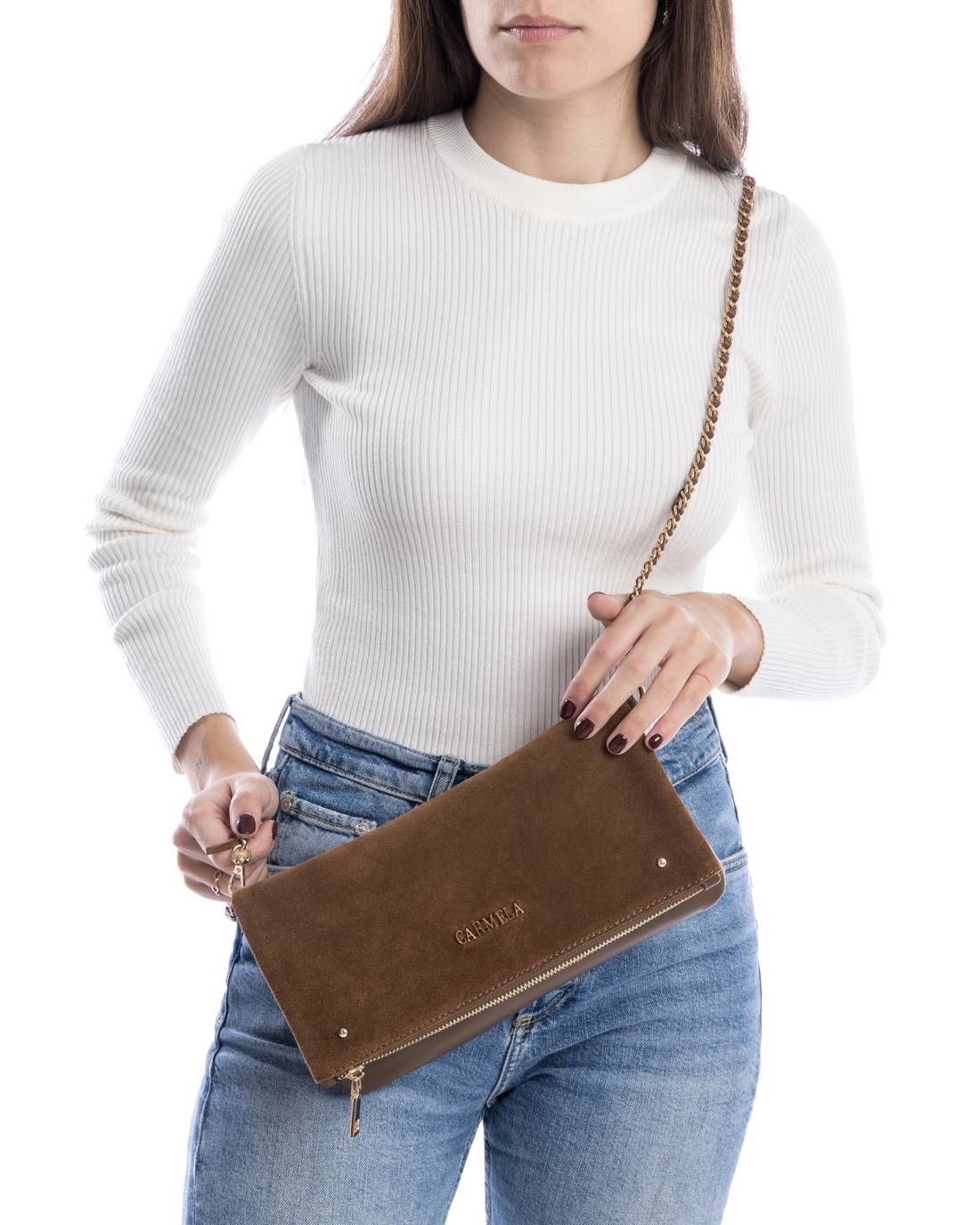 Carmela 18611304 sac bandoulière marron chaîne
