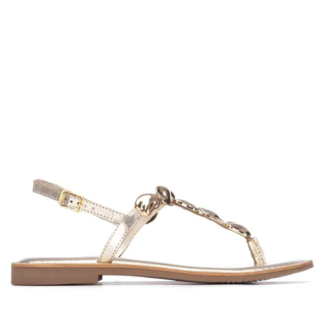 Carmela 16329305 sandale plate femme cuir doré