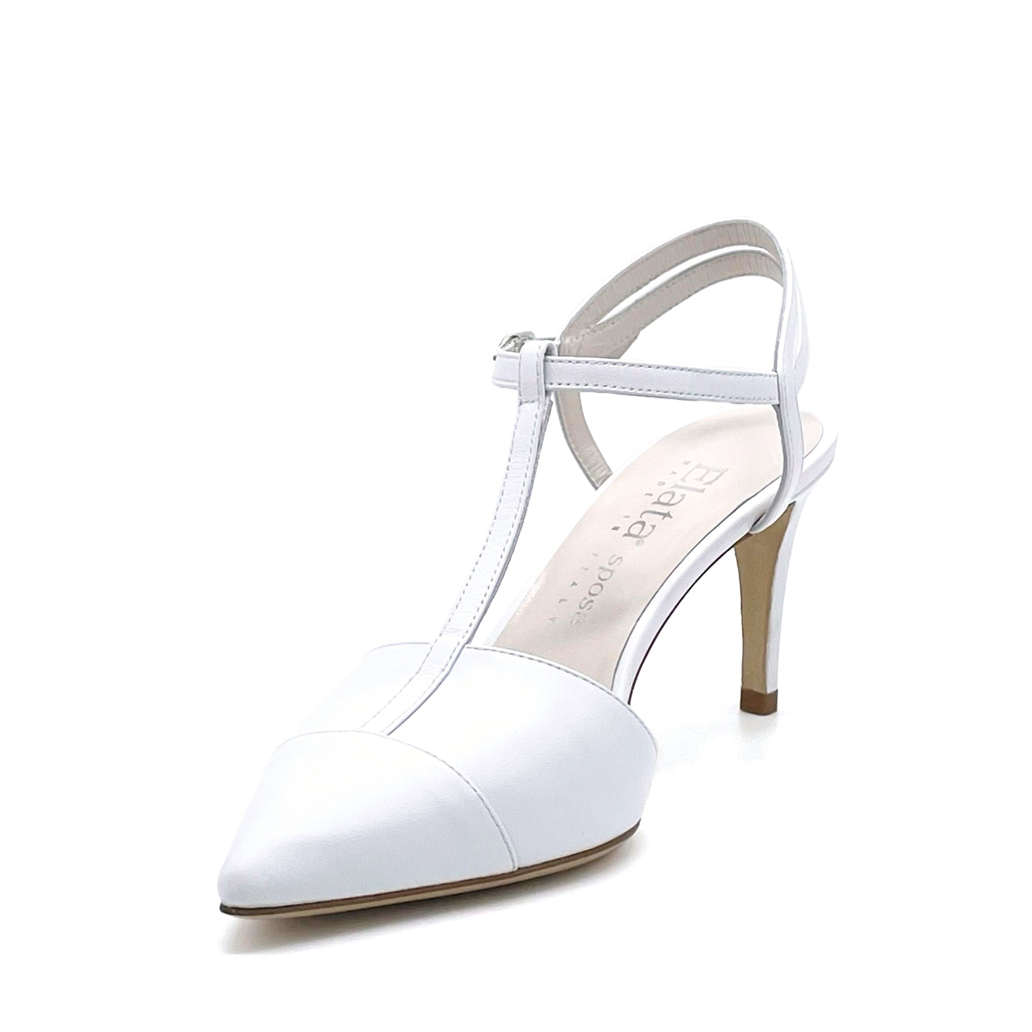 Elata S2203 slingback cuir blanc talon 7,5 cm