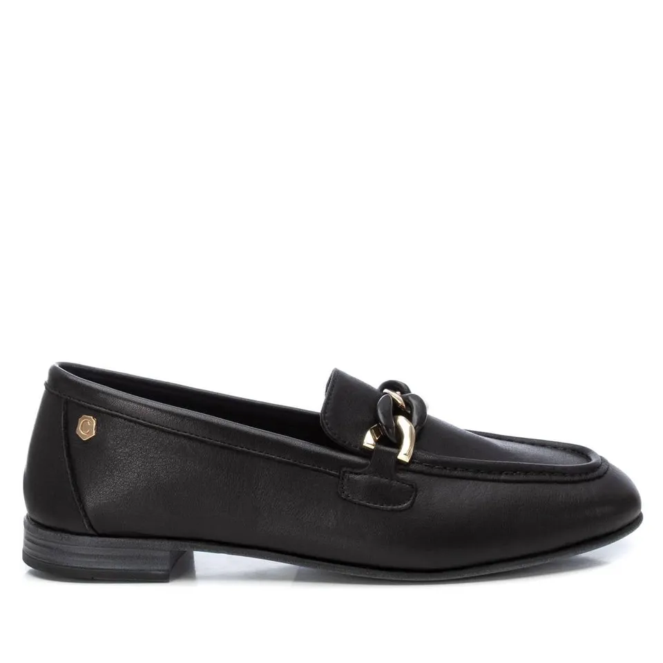 Carmela 16156101 mocassin cuir noir chaîne