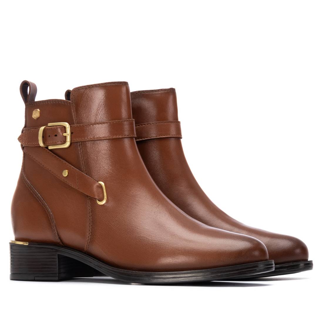 Carmela 16247502 bottines cuir camel boucle